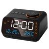 Multifunktionaler LED-Wecker mit Radio und FM, Wiederaufladbar, Schwarz