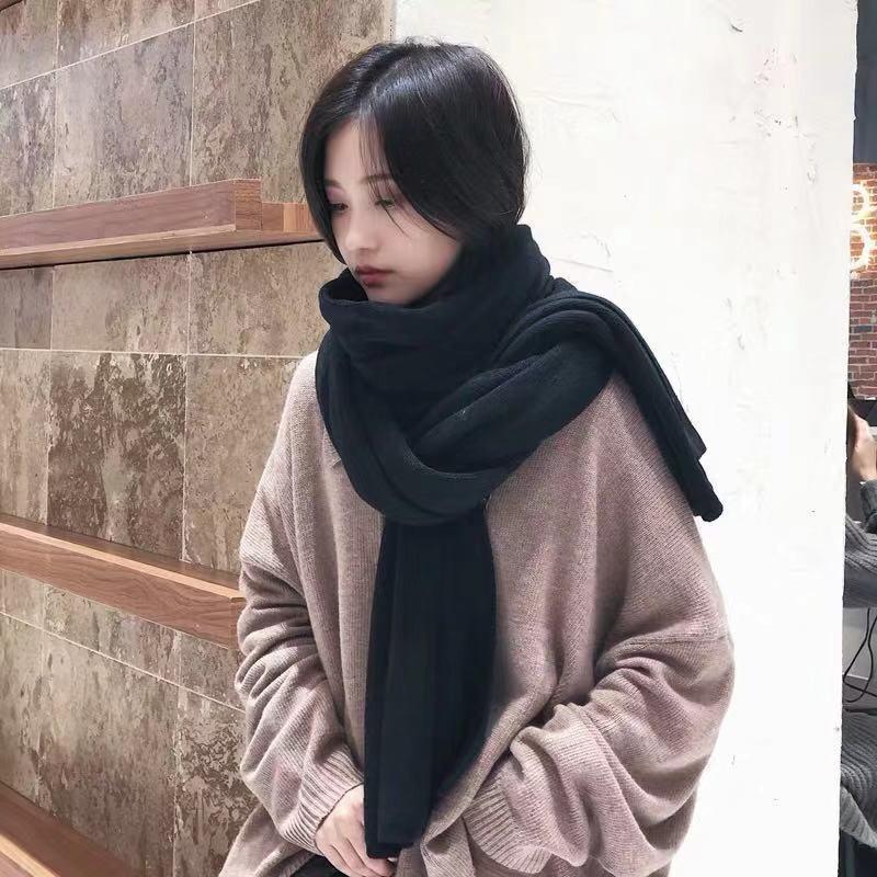 Women's Solid Color Thick Warm Student Couple Scarf New Autumn Winter Female Imitation Cashmere Versatile Scarfs