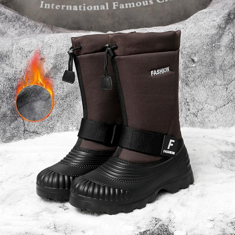 Мужские зимние теплые ботинки для снега, резиновые походные ботинки, уличные сапоги до колена, водонепроницаемые, большого размера