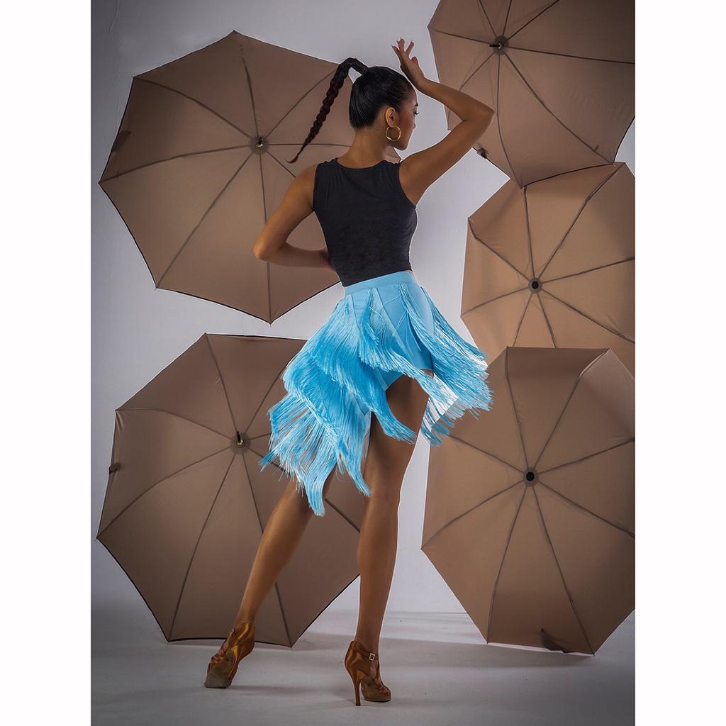 Женская юбка для латинских танцев с бахромой и кисточками Платье для сальсы, самбы, танго, многослойная юбка для соревнований по сальсе и латинским танцам