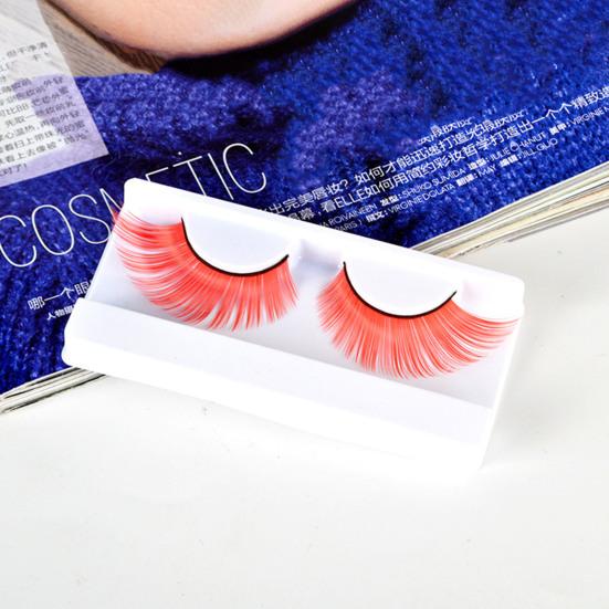 1 пара 3D цветных ресниц Мягкие пушистые ресницы из искусственного волокна 9 мм Наращивание ресниц с насыщенными цветами Хэллоуин Рождество Косплей Макияж Поддельный