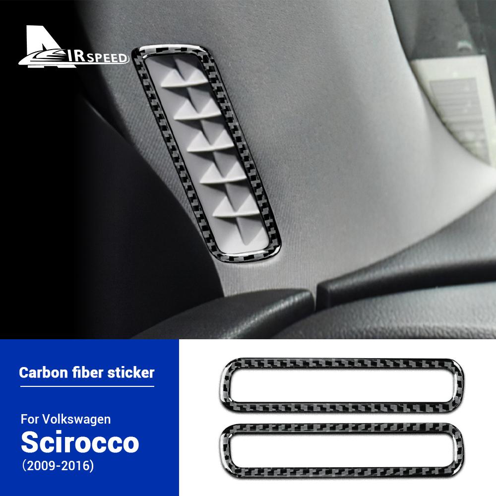 Real Soft Carbon Fiber for Volkswagen Scirocco 2009 2010 2011 2012 2013 2014 2015 2016 LHD RHD Car Air Outlet Vent Ring Sticker