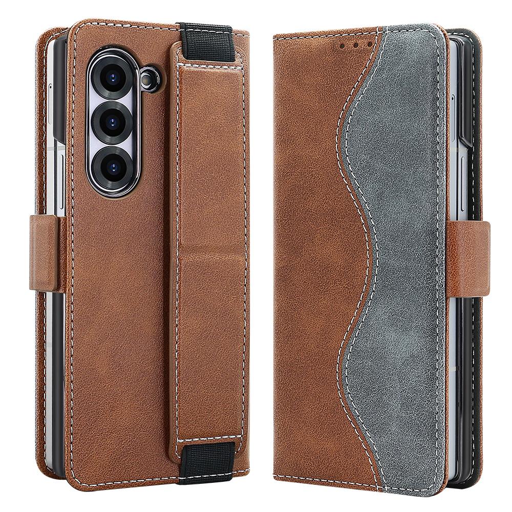 Роскошный кожаный кошелек-чехол с RFID для Samsung Galaxy Z Fold 7 Fold6 Fold5, гальванизированный корпус, ремешок на запястье, подставка, чехол-книжка