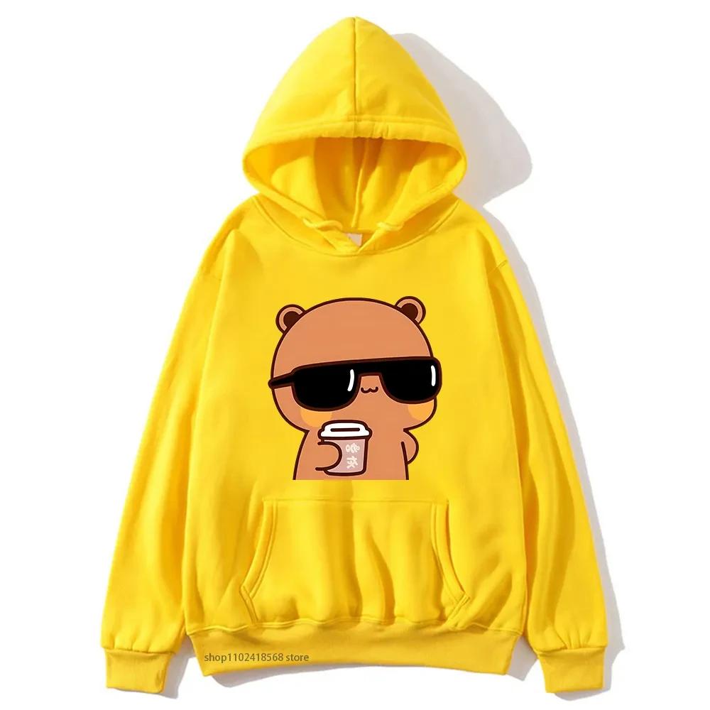 Толстовка для пар Boo Boo смотрит фильм с толстовкой dudu большого размера, джемпер с принтом Kawaii в стиле Харадзюку для мужчин и женщин