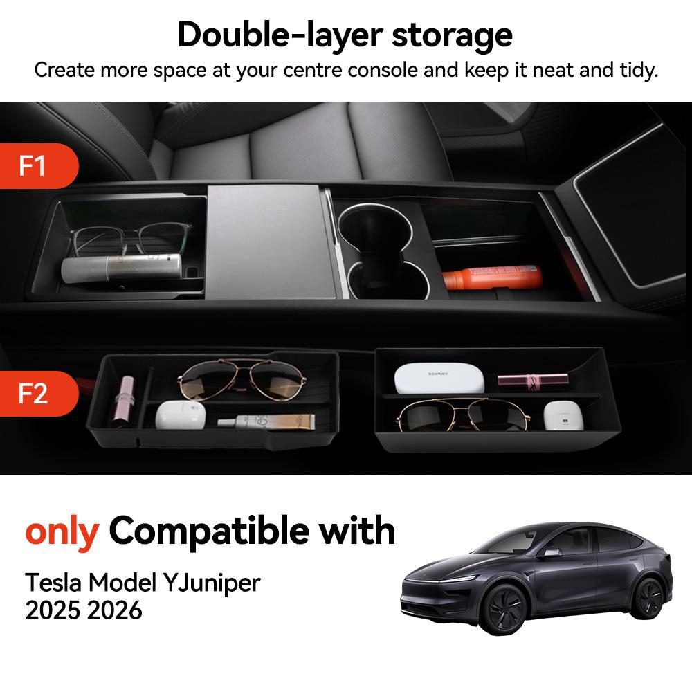 YZ Для Tesla Model Y 2025 Juniper Model 3 Highland Консоль и Подлокотник Верхний и Нижний Ящик для Хранения Подстаканник Зарядная Панель