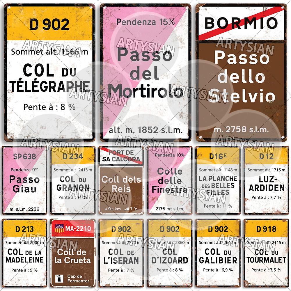 Тур де Франс Велоспорт Гонка Велоспорт Ориентир Металлическая табличка Дорожные знаки Croix de FER Madeleine Tourmalet Luz-Ardiden Loze