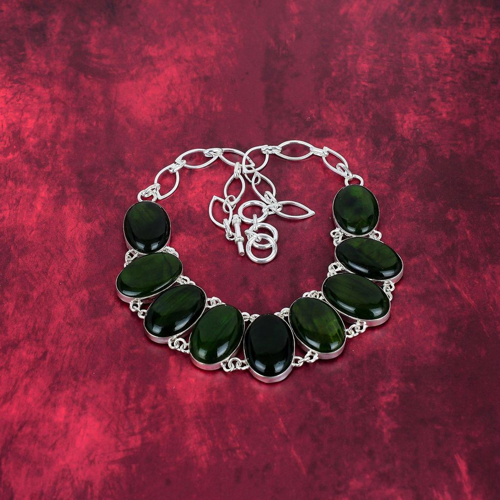 Green Flash Labradorite Handmade Gemstone Necklace, 925 Solid Sterling Silver Necklace Antique Jewelry, Adjustable Chain Necklace Engagement Gift