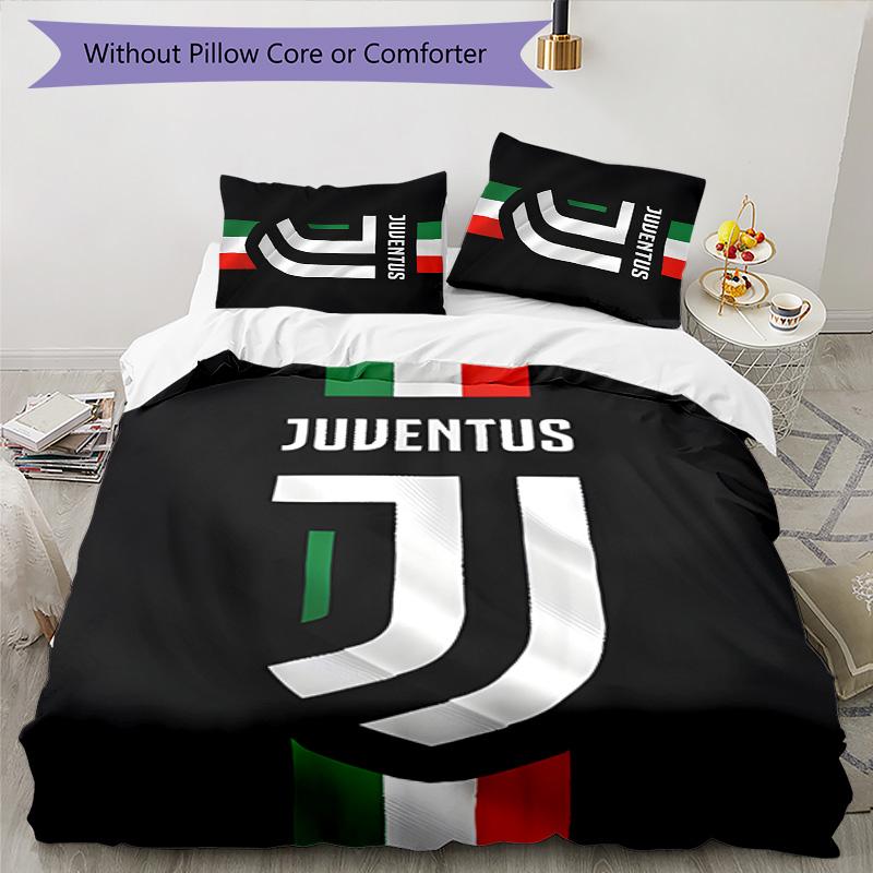 3pcs Juventus Design Cover Set - HD Printed Bedding with 1 Cover and 2 Pillowcases - Perfect for Home and Dorm Decor