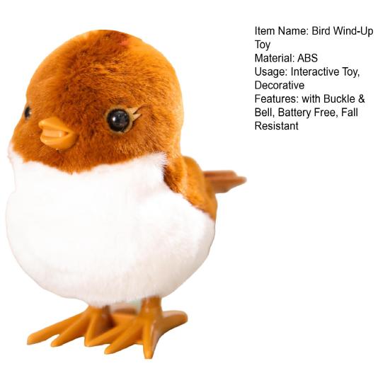 Кукла-кукла Воробей-Птица, игрушка-подвеска, милое животное с перьями, часовой механизм с пряжкой и колокольчиком, интересные прыжки, без батареек