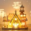 DIY Villa 3D Wooden Model Kit with Light Castle Puzzles Assembly Toy Kid Adult DIY Model Kits Desk Decoration for Gift