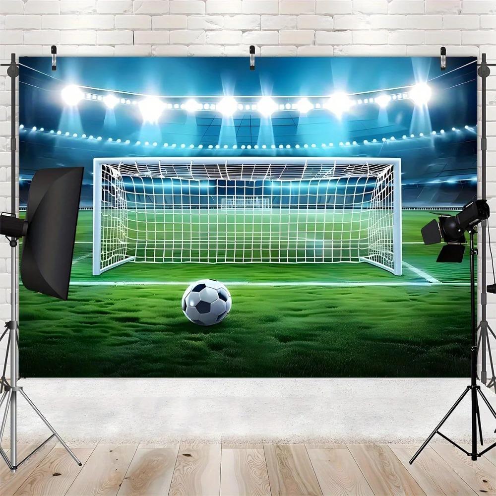 Vibrant Stadium Football Goalpost Banner Background Boys' and Children's Birthday Parties Home Decoration Photography Backdrop