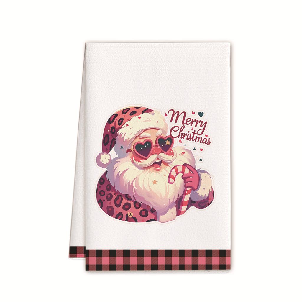 Рождественское полотенце 2025 новое трансграничное полотенце из микрофибры с принтом кухонное полотенце праздничное украшение