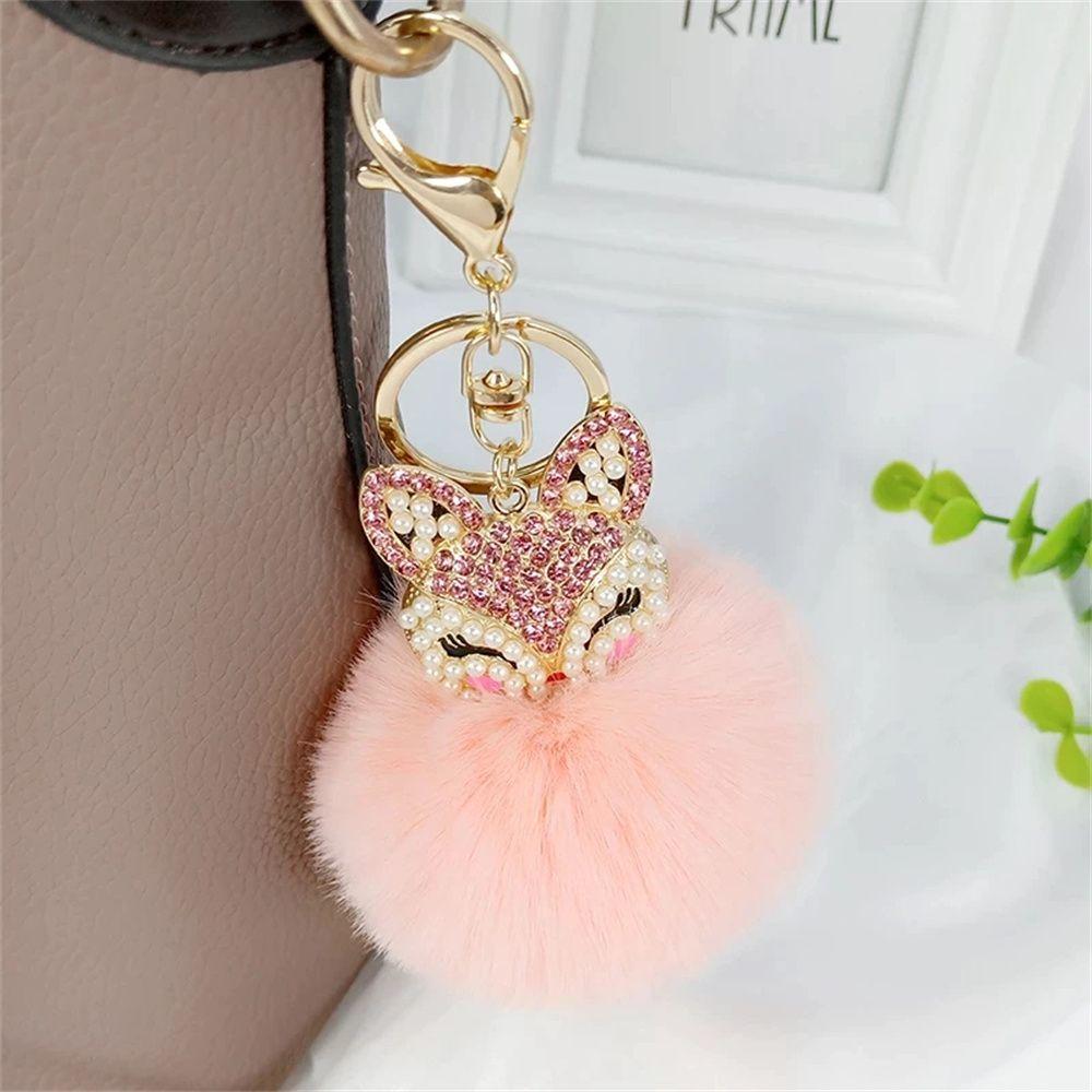 Bag Pendants Women Gifts Pearl Pendant Key Ring Car Key Chain Fur Keychain Fur Ball Keychain