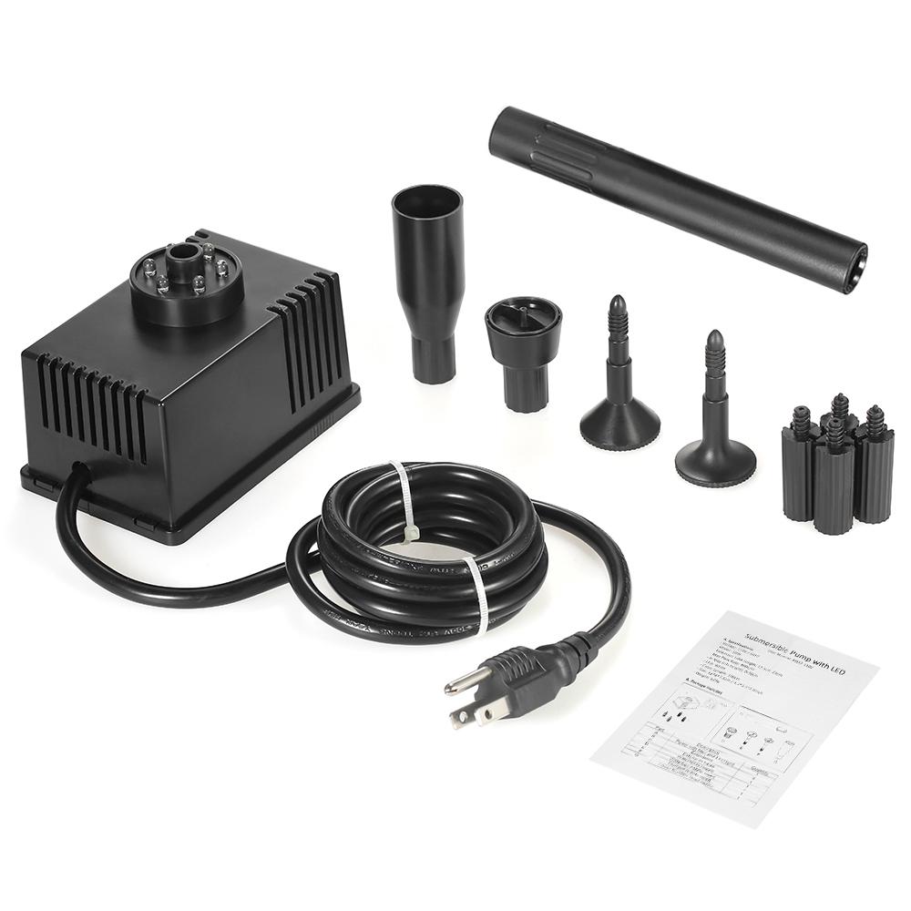 10 Вт погружной водяной насос со светодиодной подсветкой для аквариума, пруда, сада, фонтана для ванны с птицами