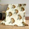 Repeating pattern of seated, brown dogs on a beige background. for all seasons blanket lunch break throw gift