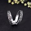 Geometric Double Band Ring | Wide Adjustable Tribal Knuckle Ring | Oxidized Silver Boho Statement Ring | Open Split Shank Mid-Finger Jewelry