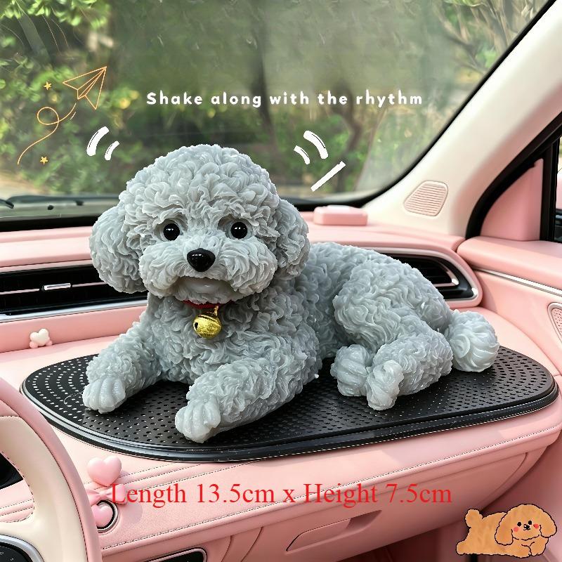 New Car Decorative Pet Accessories Silicone Teddy Dog with Anti Slip Pad Simulation Gadget Center Console Automobile Decoration