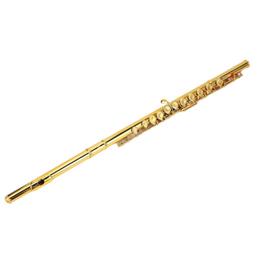 C Flute 16 Keys Closed Hole Cupronickel Flute Instrument with Split E Key for Beginner Student Adult