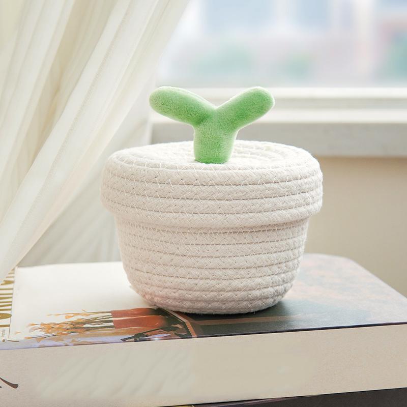 1 шт. органайзер для ювелирных изделий, мини-корзина для плетения из хлопковой веревки с крышкой, плетеная корзина для хранения косметики, креативная, 2 стиля