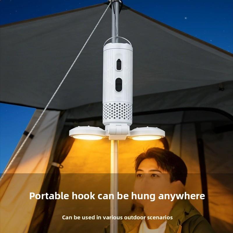 Lámpara de camping LED plegable 90° con luz RGB ambiental y carga USB para exteriores