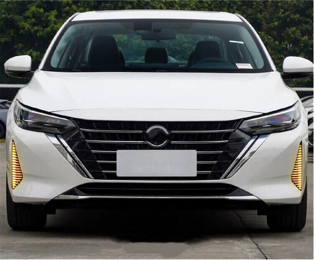 Pair For Nissan Sentra 23-24 LED Daytime Running Light Fog Lamp With Turn Signal