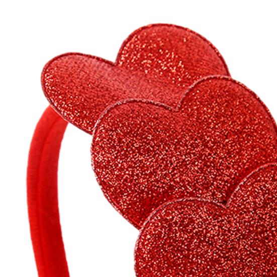 Повязка на голову на День святого Валентина, блестящая, красная, розовая, с сердечком, повязка для волос, блестящая, милая, аксессуары для волос на уши для Валентина