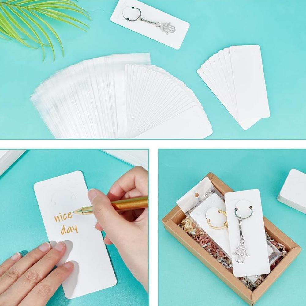 80 шт. Белые брелки для ключей с самозапечатывающимися пакетами, держатели для ювелирных изделий, стеллаж для упаковки для малого бизнеса, практичные и удобные принадлежности