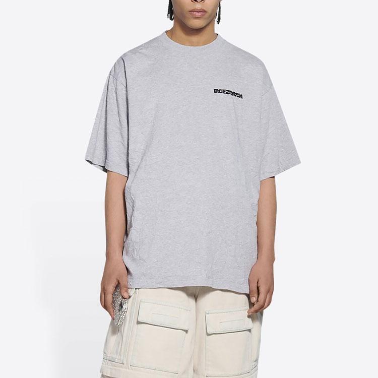 Balenciaga Turn Slit T-Shirt 'Grey Black' Men's 675016TLVB31167