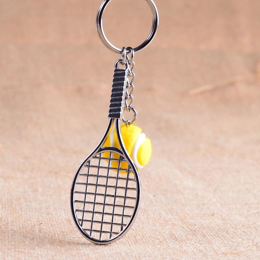 Key Rings Car Key Chain Metal Mini Keychain Sports Key Chain Tennis Racket Keychain Tennis Ball