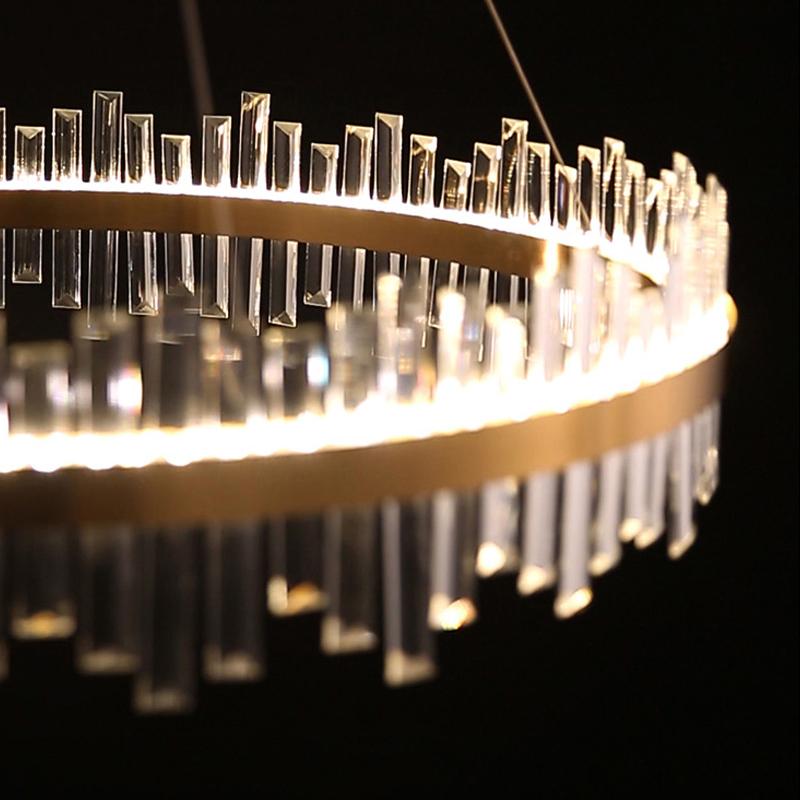 60 см роскошный дизайн золотой стеклянный хрустальный светодиодный подвесной светильник люстра с золотым кольцом круглый светильник для столовой отеля виллы