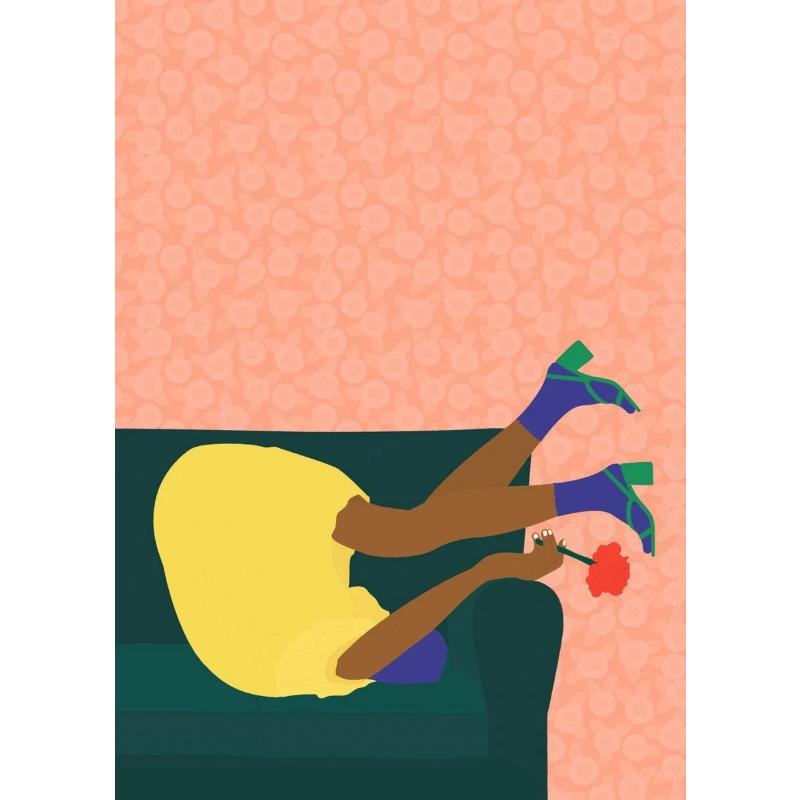 Абстрактное искусство Женщина Настроение Диван Джунгли Пижама Плакат Картина на холсте Смешная повседневная жизнь Настенная картина Гостиная Домашнее украшение