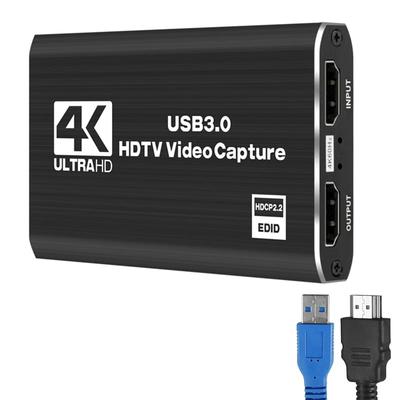 4K HDMI Видеозахватывающая карта, 60 кадров в секунду, USB 3.0, Устройство захвата игр, СтримингЗапись, Совместимо с PS5PS4XboxNintendo SwitchOBSПК, Низкая задержка