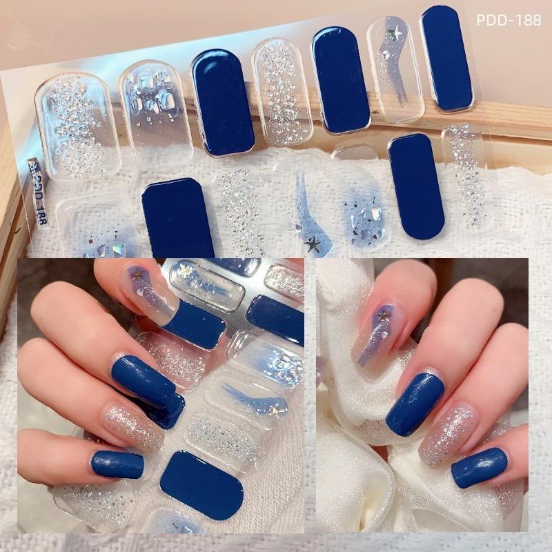 60 стилей DIY полуотвержденные гелевые наклейки для ногтей долговечные однотонные свежие цветы весной полоски для ногтей патч-слайдер наклейка с полным покрытием