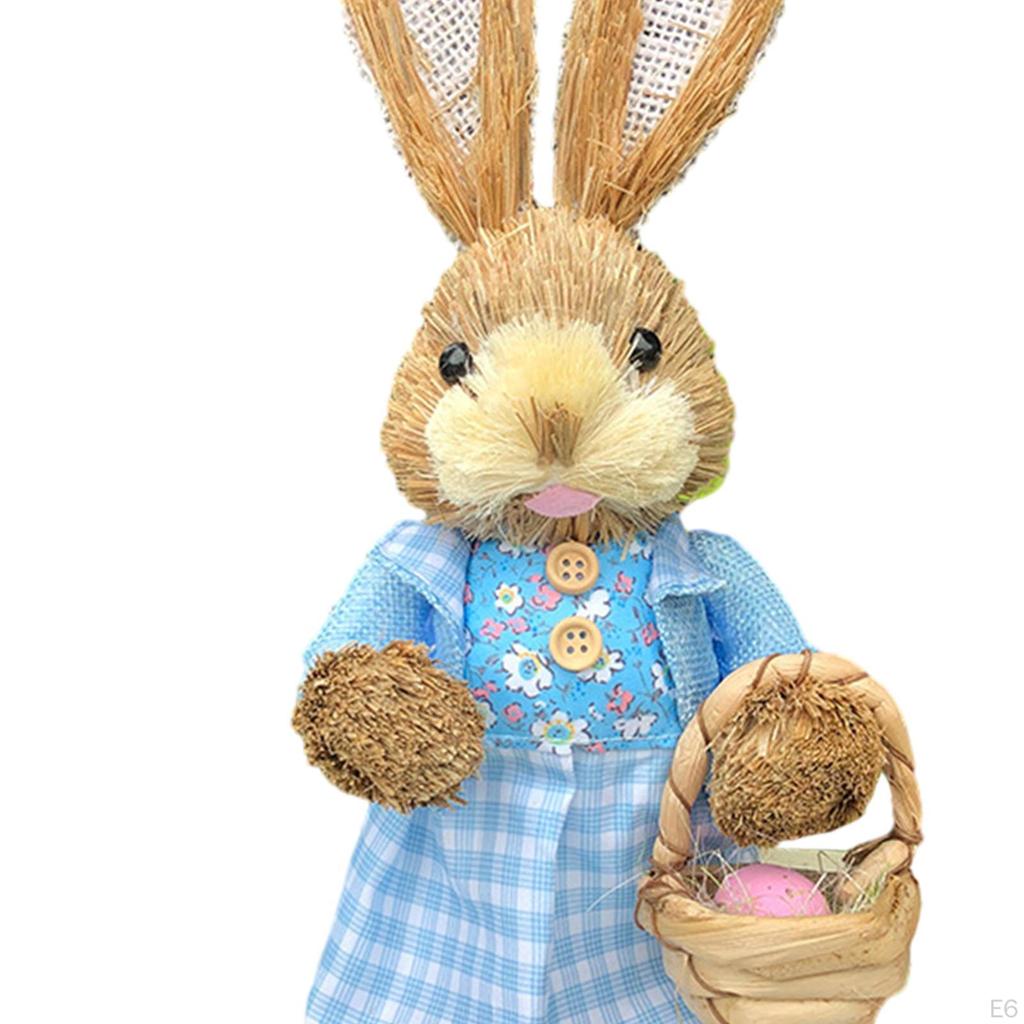 Фигурка пасхального кролика, статуя соломенного кролика, скульптура животного для украшения спальни