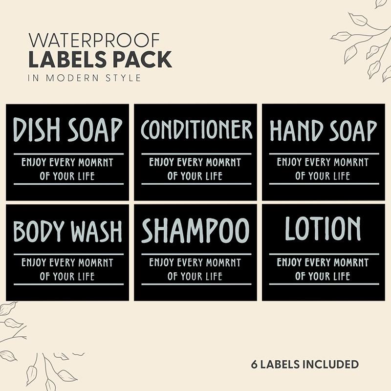 3 шт., 500 мл, матовый черный дозатор для мыла, бутылки с эфирным маслом, мыльница для рук, контейнер для жидкости, многоразовая пустая бутылка с 6 этикетками