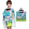Ultra-Fine Fiber Cartoon Print Kids' Hooded Bath Towel Poncho