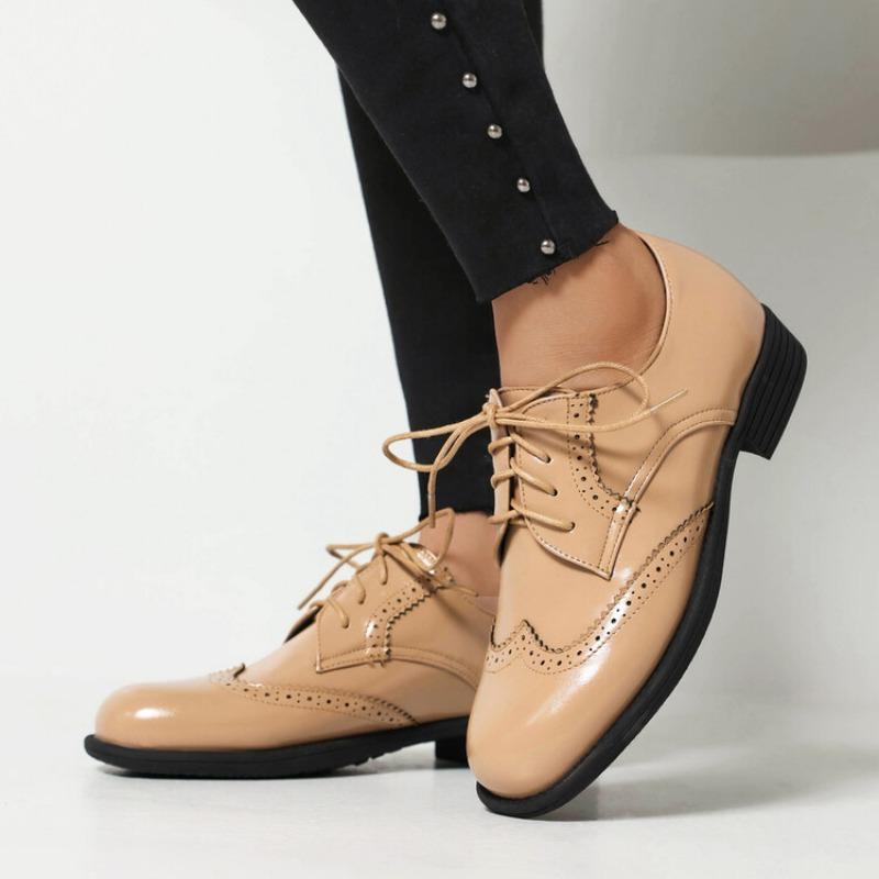 Винтажная женская обувь 2024 года, весна, новые женские туфли-оксфорды из натуральной кожи на шнуровке, лоферы с круглым носком, однотонные балетки Zapatos