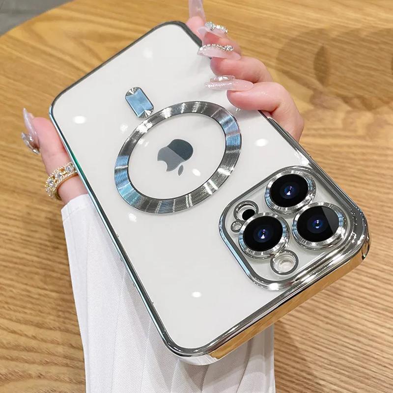 Для iPhone 16 15 Pro Max Роскошный беспроводной зарядный чехол Magsafe для iPhone 14 Plus 13 12 11 Pro Max Мягкий силиконовый прозрачный чехол