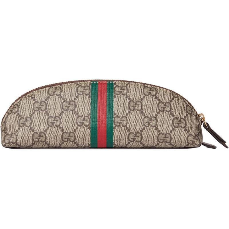 Gucci Двойной G Двойной G овальные аксессуары застежка-молния холщовый пенал сумка для хранения мужчины и женщины одинаковый стиль парная модель бежевый с цветом эбенового дерева