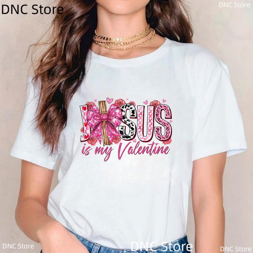 Jesus Loves Me, Christian Cross, Easter, Christian Shirt Fashion Women'S T-Shirt Summer Round Neck Female Tshirt Tops Wholesale