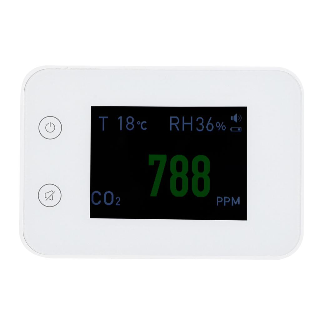 2.8in Air Quality Detector Infrared Induction Digital CO2 PM2.5 Tester USB Charging White