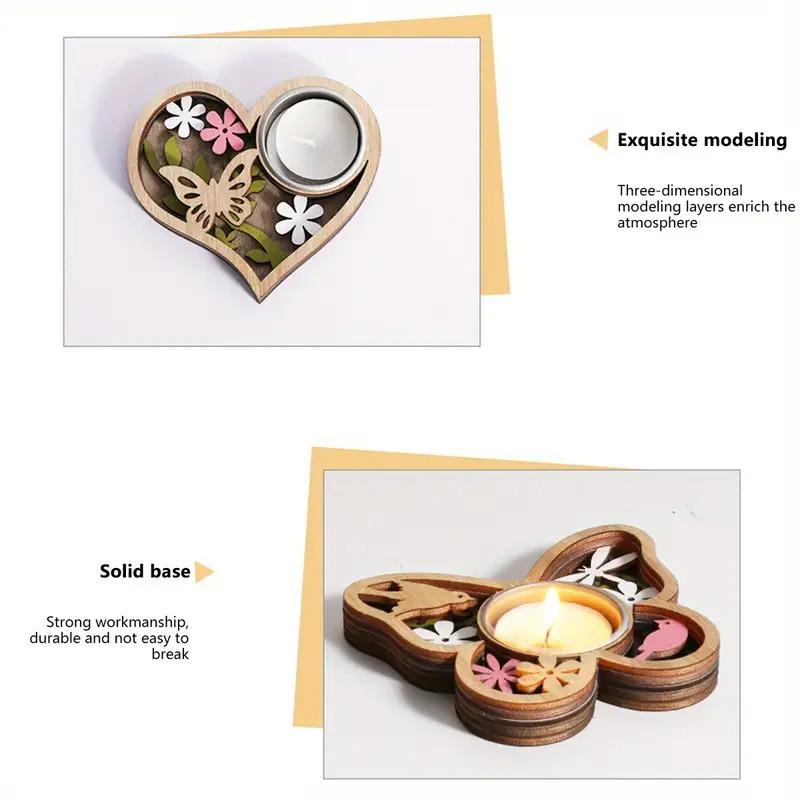 Деревянный декоративный подсвечник в форме бабочки в стиле ретро с узором для резьбы по дереву для гостиной, уникальное украшение