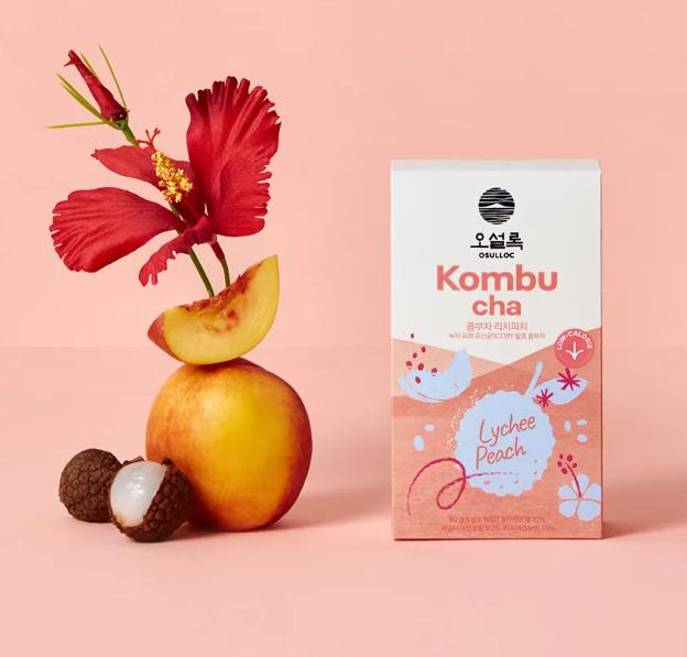 OSULLOC Kombucha Rich Peach Stick Pack – Probiotic Fermented Tea, 10 Sticks
