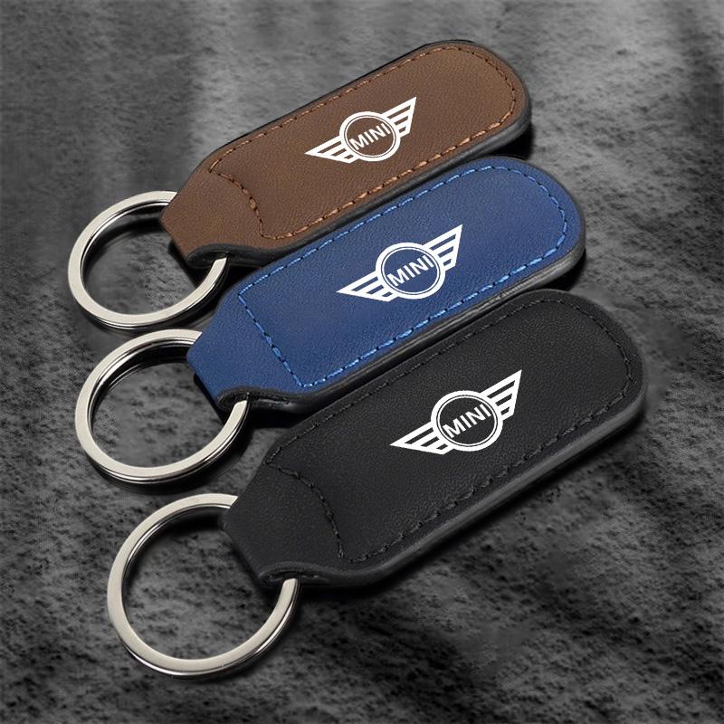 Leather Car Keychain Keyring Anti-Loss Key Holder Gift For MINI John Cooper Works R56 F56 R53 R60 Clubman Styling Accessories hsgql22