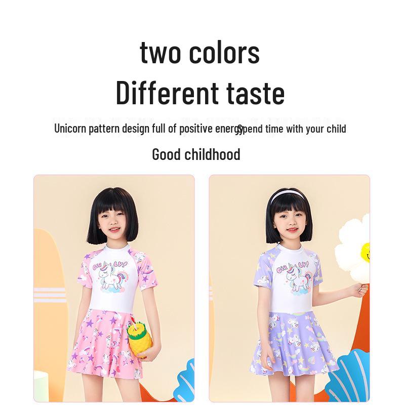 2024 Девочки Цельный Купальник-Юбка - Летняя Купальная Одежда для Детей в Размерах S, M и L