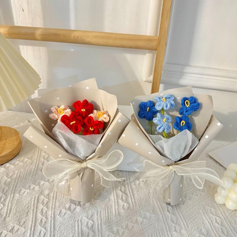1 шт., украшение дома ручной работы, подарки для свадебной вечеринки, искусственный букет, вязанные крючком цветы, День святого Валентина
