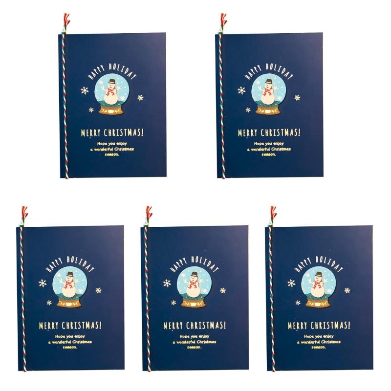 5pcs Creative Merry Christmas Greeting Cards Kid Cartoon Blessing Christmas Card New Year Postcard Gift Christmas Decor