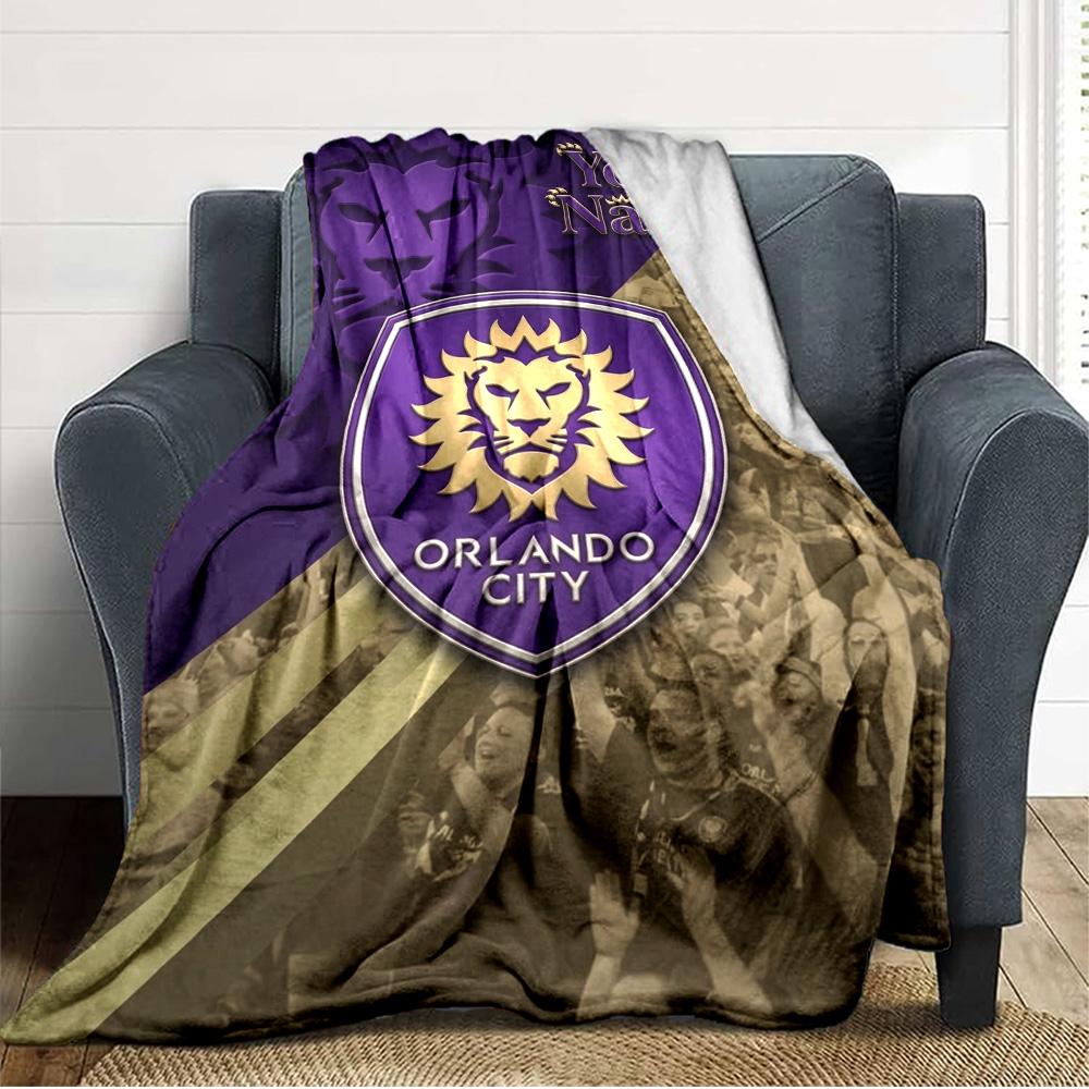 Name Custom Orlando City SC Print Flannel Blanket High Quality Warm Comfortable Cover for All Seasons Perfect for Gifts Home Decor