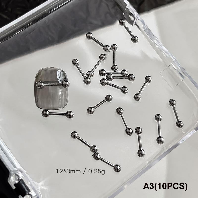 10 шт. Смешанный сплав Ретро Круг Ногти Арт Шармы 3D Панк Стиль Черный Серебристый Детали для Ногтей Украшение для Ногтей Маникюр Аксессуары