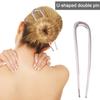 U-Shaped Hair Fork Elegant Golden Silver-color Alloy Anti-slip Long Thick Hair Updo Bun French Hair Pin Stick Women Girls Hair Accessories